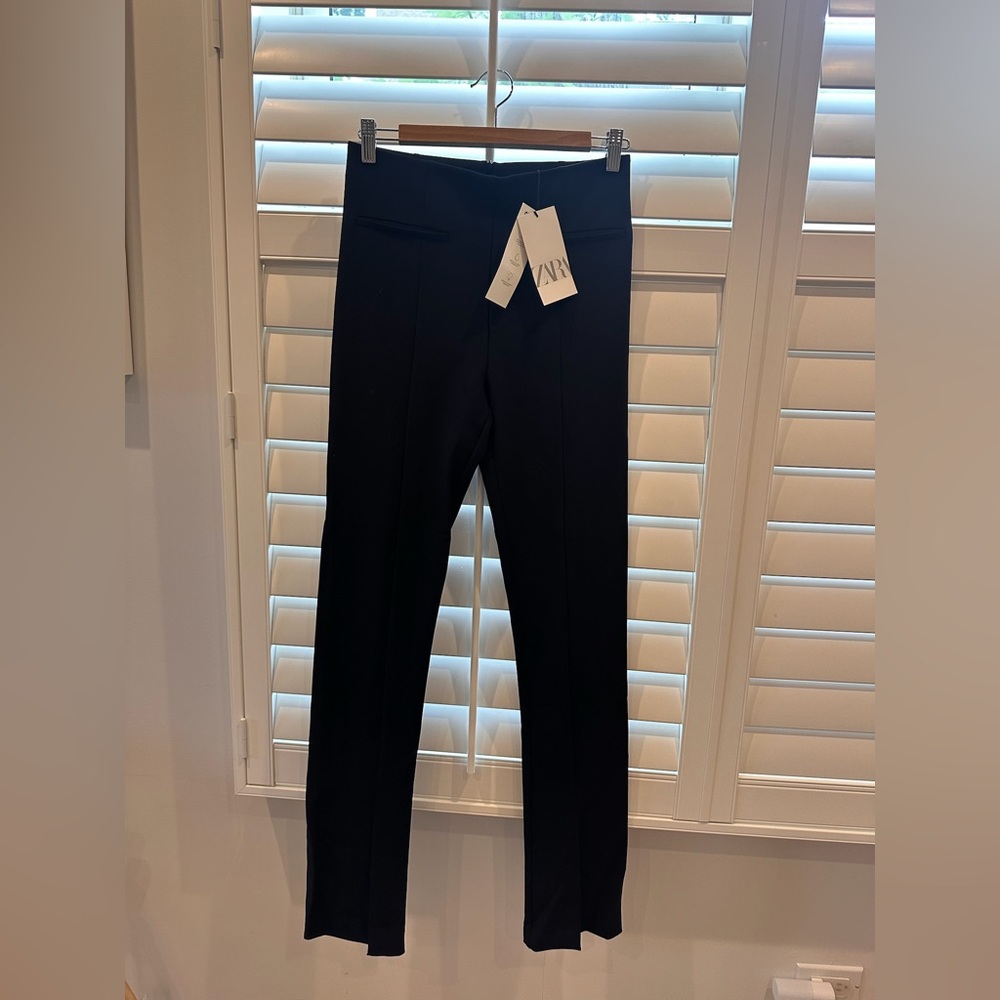Zara black stretchy split bottom pants - brand new with tags
